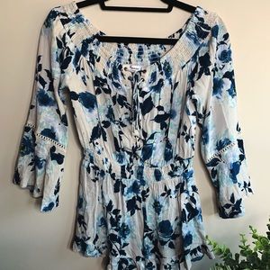 Blue floral romper